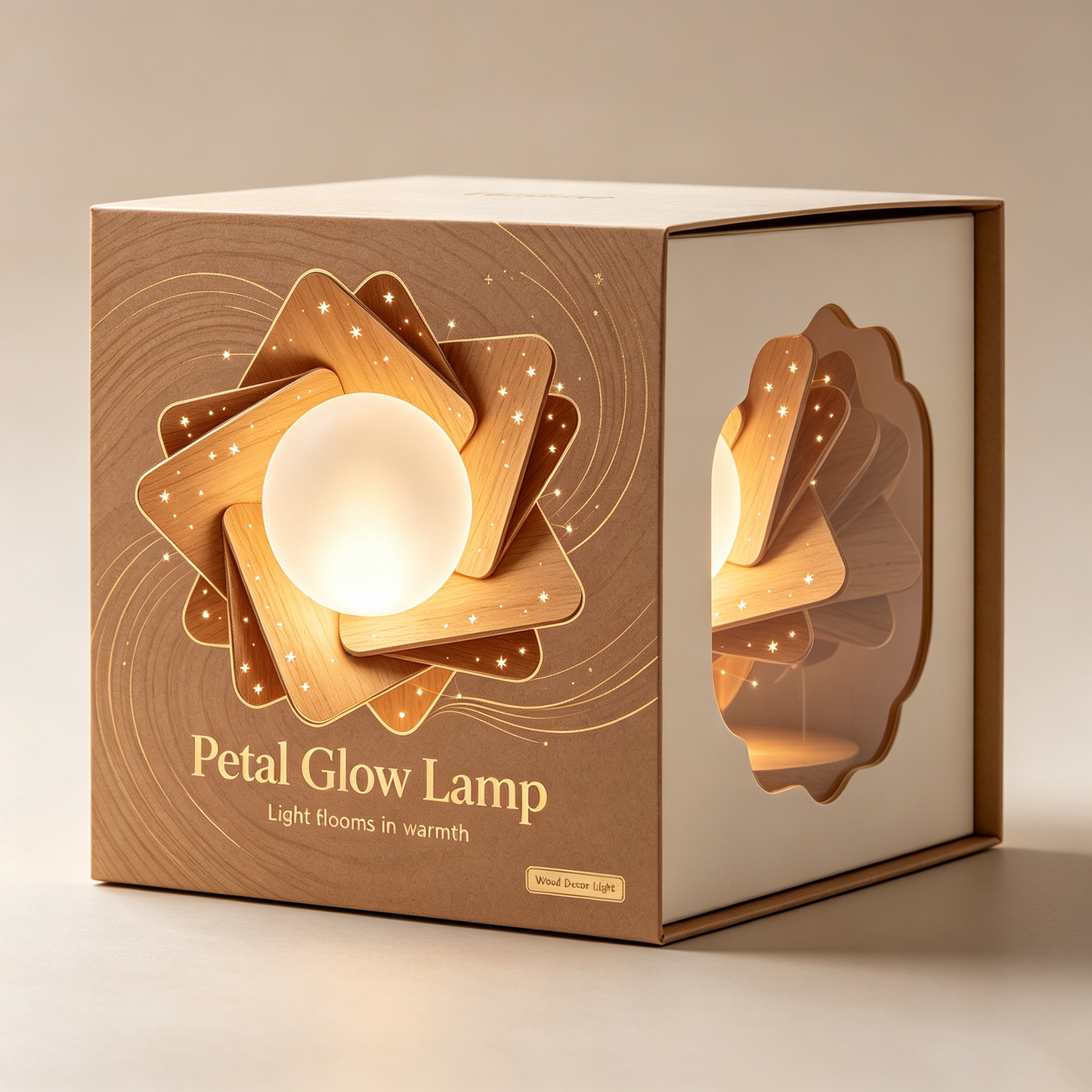 Wooden Starburst Petal Moon Table Lamp