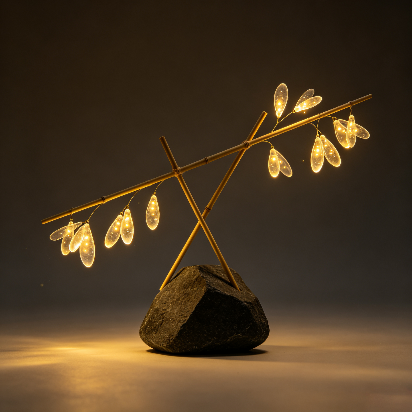 Zen Bamboo Branch Firefly Table Lamp
